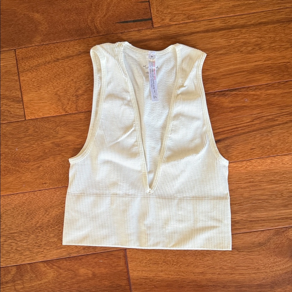 Urban Outfitters Cream Ribbed Crop Top